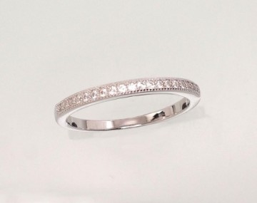 Серебряное кольцо #2101479(PRh-Gr)_CZ, Серебро	925°, родий (покрытие), Цирконы , Размер: 15.5, 1.6 гр.