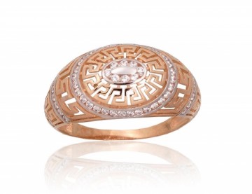 Золотое кольцо #1101081(Au-R+PRh-W)_CZ, Красное Золото	585°, родий (покрытие) , Цирконы , Размер: 20.5, 3.11 гр.