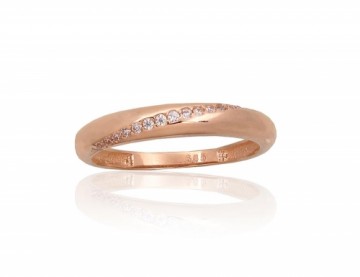 Золотое кольцо #1101069(Au-R)_CZ, Красное Золото	585°, Цирконы , Размер: 16, 1.44 гр.