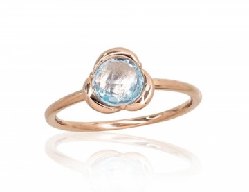 Золотое кольцо #1101008(Au-R)_TZLB, Красное Золото	585°, Небесно-голубой топаз , Размер: 17, 1.83 гр.