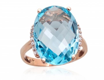 Золотое кольцо #1100965(Au-R)_CZ+TZLB, Красное Золото	585°, Цирконы , Небесно-голубой топаз , Размер: 20, 6.49 гр.