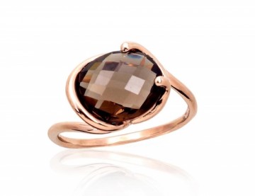Золотое кольцо #1100958(Au-R)_KZSM, Красное Золото	585°, Дымчатый кварц , Размер: 18.5, 3.65 гр.