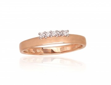 Золотое кольцо #1100948(Au-R+PRh-W)_DI, Красное Золото	585°, родий (покрытие) , Бриллианты (0,07Ct), Размер: 17, 1.8 гр.