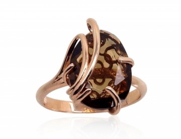 Золотое кольцо #1100915(Au-R)_KZSMSN, Красное Золото	585°, Дымчатый кварц (синт.) , Размер: 17.5, 3.19 гр.