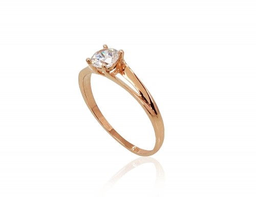 Золотое кольцо #1100824(Au-R)_CZ, Красное Золото	585°, Цирконы , Размер: 17, 1.74 гр. image 2