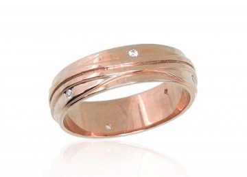 Золотое обручальное кольцо #1100552(Au-R)_CZ, Красное Золото	585°, Цирконы , Размер: 16.5, 5 гр.
