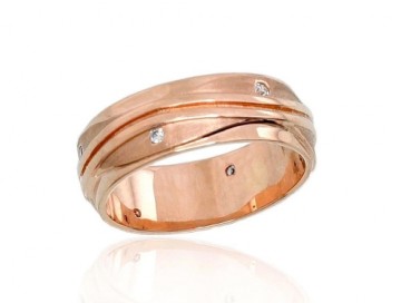 Золотое обручальное кольцо #1100544(Au-R)_CZ, Красное Золото	585°, Цирконы , Размер: 17, 4.91 гр.