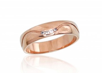 Золотое обручальное кольцо #1100543(Au-R)_CZ, Красное Золото	585°, Цирконы , Размер: 20, 4.96 гр.