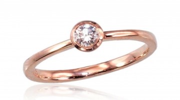 Золотое кольцо #1100383(Au-R)_DI, Красное Золото	585°, Бриллианты (0,15Ct), Размер: 17, 1.83 гр.
