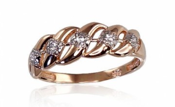 Золотое кольцо #1100267(Au-R+PRh-W)_CZ, Красное Золото	585°, родий (покрытие) , Цирконы , Размер: 19, 2.25 гр.
