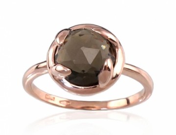 Золотое кольцо #1100055(Au-R)_KZSM, Красное Золото	585°, Дымчатый кварц , Размер: 16, 3.2 гр.