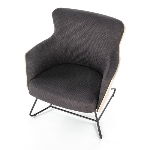 Halmar CHILLOUT leisure armchair dark grey / natural oak, legs - black image 2
