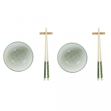 Набор для суши DKD Home Decor Белый Зеленый Бамбук Керамика (30 x 21 x 7 cm)