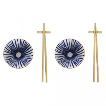 Набор для суши DKD Home Decor Синий Белый Бамбук Керамика (30 x 21 x 7 cm)