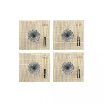 Набор для суши DKD Home Decor Чёрный Бамбук Керамика (14,5 x 14,5 x 31 cm)