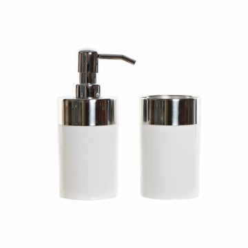 Набор для ванной DKD Home Decor Серебристый Алюминий Белый PS (6,6 x 6,6 x 16,2 cm)