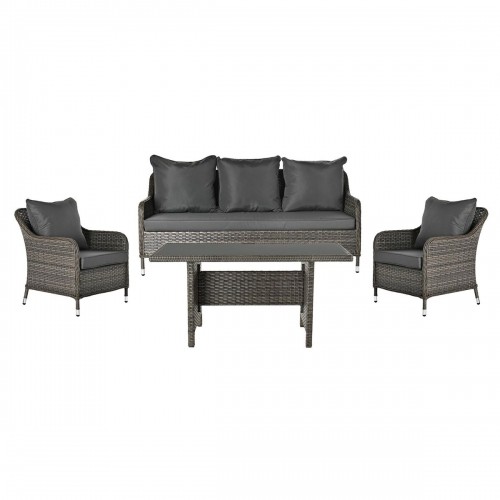 Садовый диван DKD Home Decor Стеклянный Серый полиэстер синтетический ротанг Сталь Темно-коричневый (175 x 73 x 81 cm) image 1