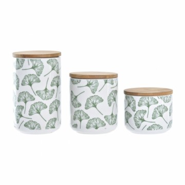 3 caurules DKD Home Decor Dabisks Balts Zaļš Bambuss Keramika Tropiskais (3 Daudzums)