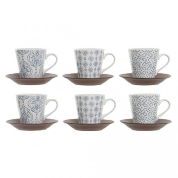Набор из кофейных чашек DKD Home Decor Синий Коричневый Керамика (150 ml)
