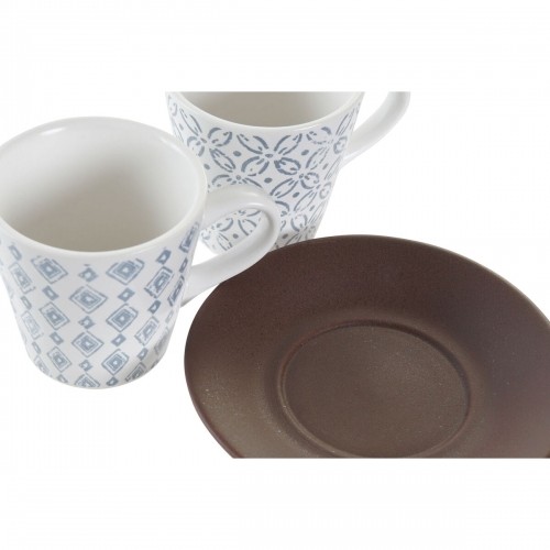 Komplekts ar kafijas tasēm DKD Home Decor Zils Brūns Keramika (90 ml) image 3