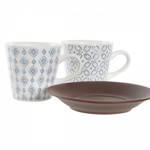 Komplekts ar kafijas tasēm DKD Home Decor Zils Brūns Keramika (90 ml) image 4