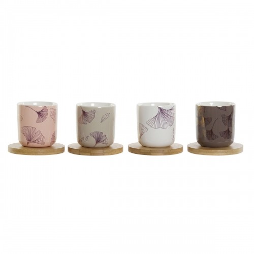 Komplekts ar kafijas tasēm DKD Home Decor Цветы Bambuss Porcelāns Bone China (200 ml) image 1