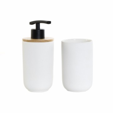 Набор для ванной DKD Home Decor Белый Бамбук Керамика Скандинавский (8 x 8 x 18 cm) (2 Предметы)