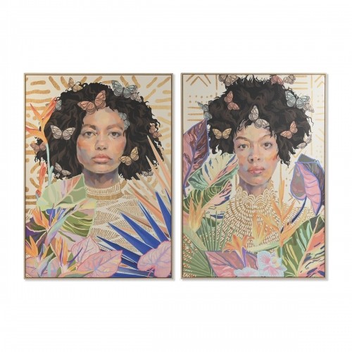 Glezna DKD Home Decor Koloniāls Āfrikas sieviete (100 x 4 x 140 cm) (2 gb.) image 1