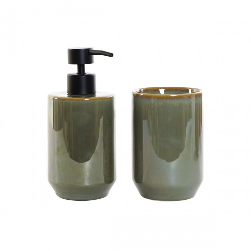 Dušas Komplekts DKD Home Decor Vintage Zaļš PVC Keramika (8 x 8 x 17,5 cm) (2 Daudzums) image 1