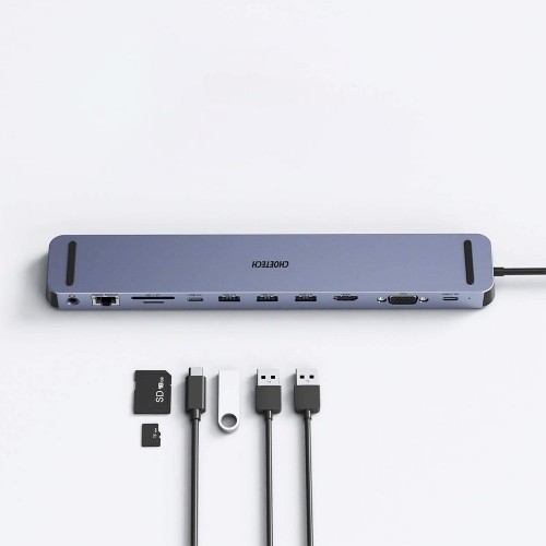 Choetech HUB-M20 dokstacija 2 x USB-C / 3 x USB 3.0 / HDMI / VGA / SD / TF/ RJ45 / 3,5 mm image 4