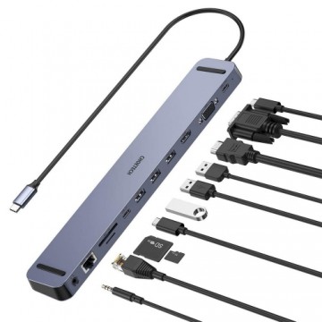 Док-станция Choetech HUB-M20 2 порта USB-C / 3 порта USB 3.0 / HDMI / VGA / SD / TF / RJ45 / 3,5 мм
