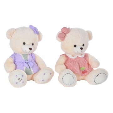 Плюшевый медвежонок DKD Home Decor Платье Бежевый Розовый Лиловый полиэстер Детский Медведь (2 штук)