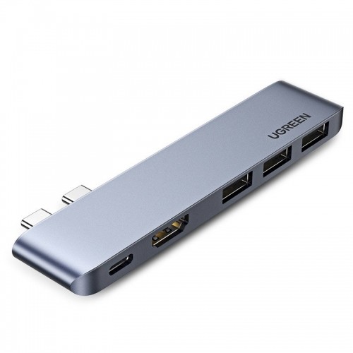 Ugreen Multifunctional HUB 2x USB Typ C - USB Typ C PD (Thunderbolt 3, 100W, 4K@60 Hz, 10 Gbps) / HDMI 4K@30 Hz / 3x USB 3.0 for MacBook Pro / Air gray (60559) image 1