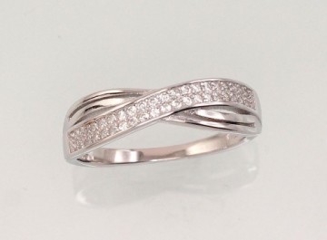 Серебряное кольцо #2101475(PRh-Gr)_CZ, Серебро	925°, родий (покрытие), Цирконы , Размер: 18, 2.2 гр.