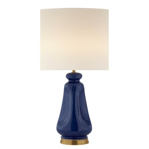 Galda lampa DKD Home Decor Porcelāns Bēšs Poliesters Tumši Zils Moderns (35 x 35 x 64 cm) image 1