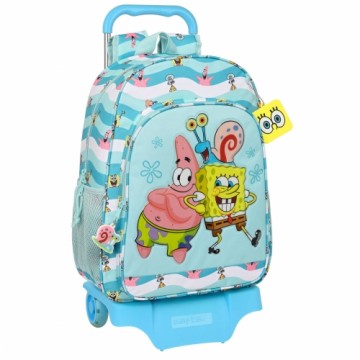 Школьный рюкзак с колесиками Spongebob Stay positive Синий Белый (33 x 42 x 14 cm)