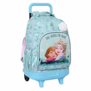 Школьный рюкзак с колесиками Frozen One heart Бирюзовый зеленый (33 x 45 x 22 cm)