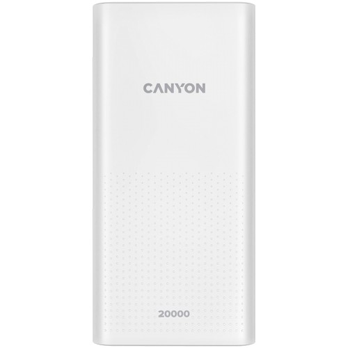 CANYON  PB-2001 Power bank 20000mAh Li-poly battery, Input 5V/2A , Output 5V/2.1A(Max) , 144*69*28.5mm, 0.440Kg, white image 1