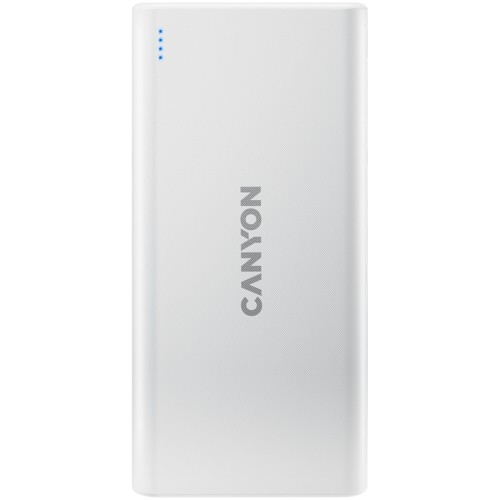 CANYON PB-106 Power bank 10000mAh Li-poly battery, Input 5V/2A, Output 5V/2.1A(Max), USB cable length 0.3m, 140*68*16mm, 0.24Kg, White image 1