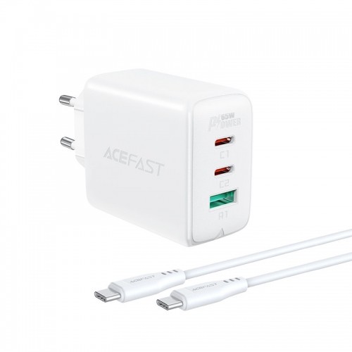Acefast 2in1 charger 2x USB Type C / USB 65W, PD, QC 3.0, AFC, FCP (set with cable) white (A13 white) image 2