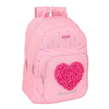 Skolas soma Safta Love Yourself Rozā (32 x 42 x 15 cm)