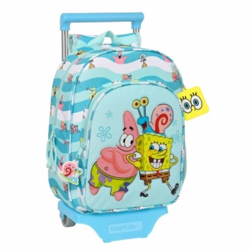Школьный рюкзак 3D с колесиками Spongebob Stay positive Синий Белый (26 x 34 x 11 cm)