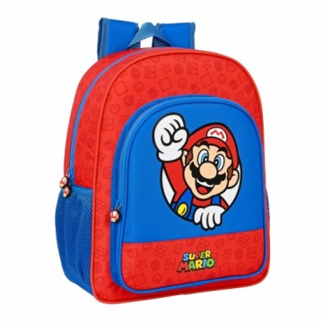 Школьный рюкзак Super Mario Красный Синий (32 x 38 x 12 cm)