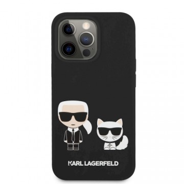 KLHCP13XSSKCK Karl Lagerfeld and Choupette Liquid silikona maciņš Apple iPhone 13 Pro Max melns