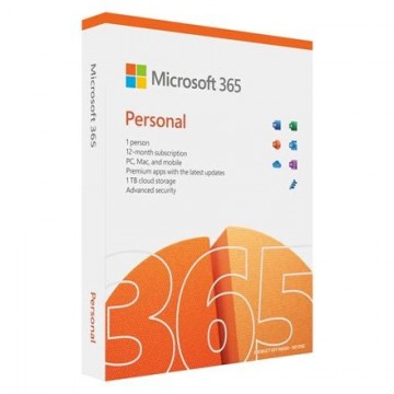Microsoft M365 Personal EuroZone QQ2-01399 FPP, 1 PC/Mac user(s), Subscription, License term 1 year(s), English, Medialess, P8, Premium Office Apps, 1 TB OneDrive cloud storage