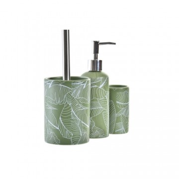 Набор для ванной DKD Home Decor Зеленый PP Dolomite Лист растения (9,5 x 9,5 x 37 cm) (3 pcs)