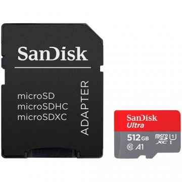 SANDISK Ultra microSDXC 512GB + SD Adapter 150MB/s  A1 Class 10 UHS-I