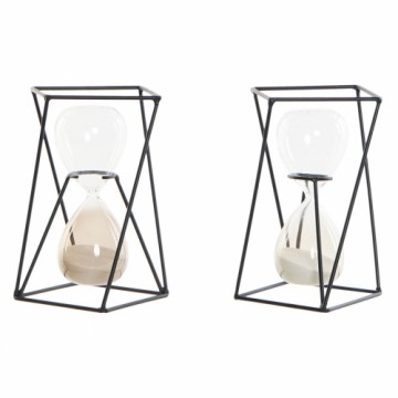 Smilšu pulkstenis DKD Home Decor Melns Stikls Metāls (14 x 14 x 19 cm) (2 gb.)