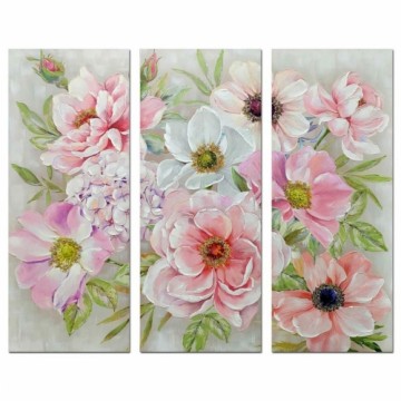 Glezna DKD Home Decor Цветы Shabby Chic (60 x 3 x 150 cm) (3 gb.)