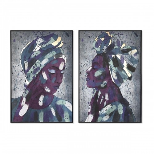 Glezna DKD Home Decor Koloniāls Āfrikas sieviete (83 x 4,5 x 123 cm) (2 gb.) image 1